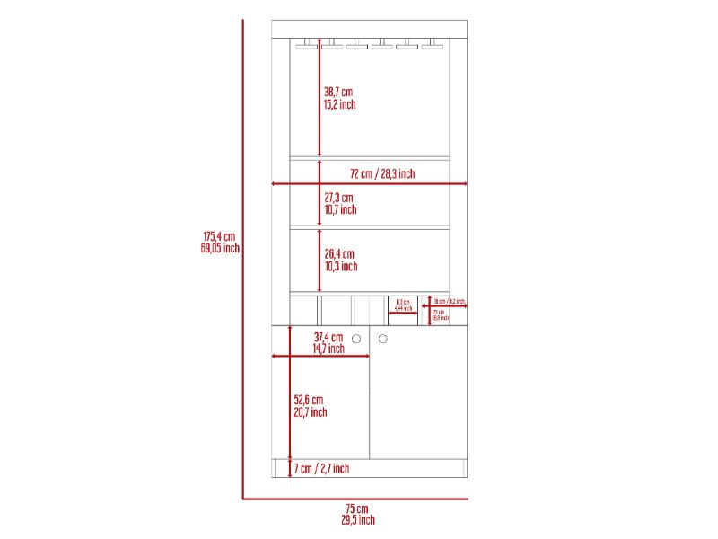 Dakota Bar Double Door Cabinet, Five Wine Cubbies, Three Shelves