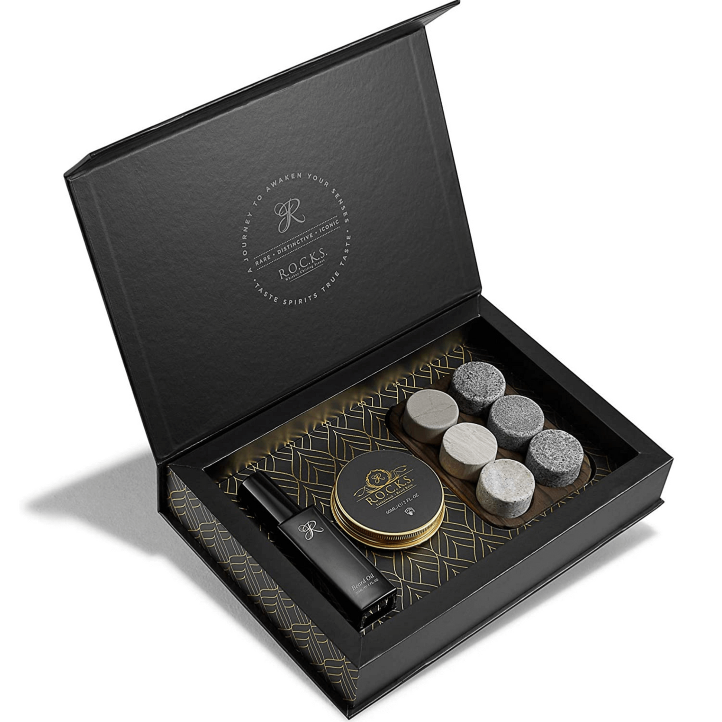 Whiskey Stones & Beard Care Grooming Kit Gift Set - โจSandalwood Scent