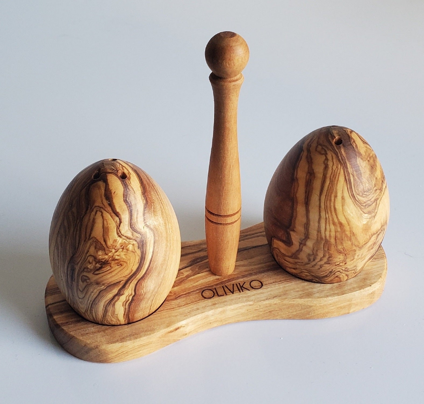 Handmade Olive Wood Egg Salt and Pepper shaker
