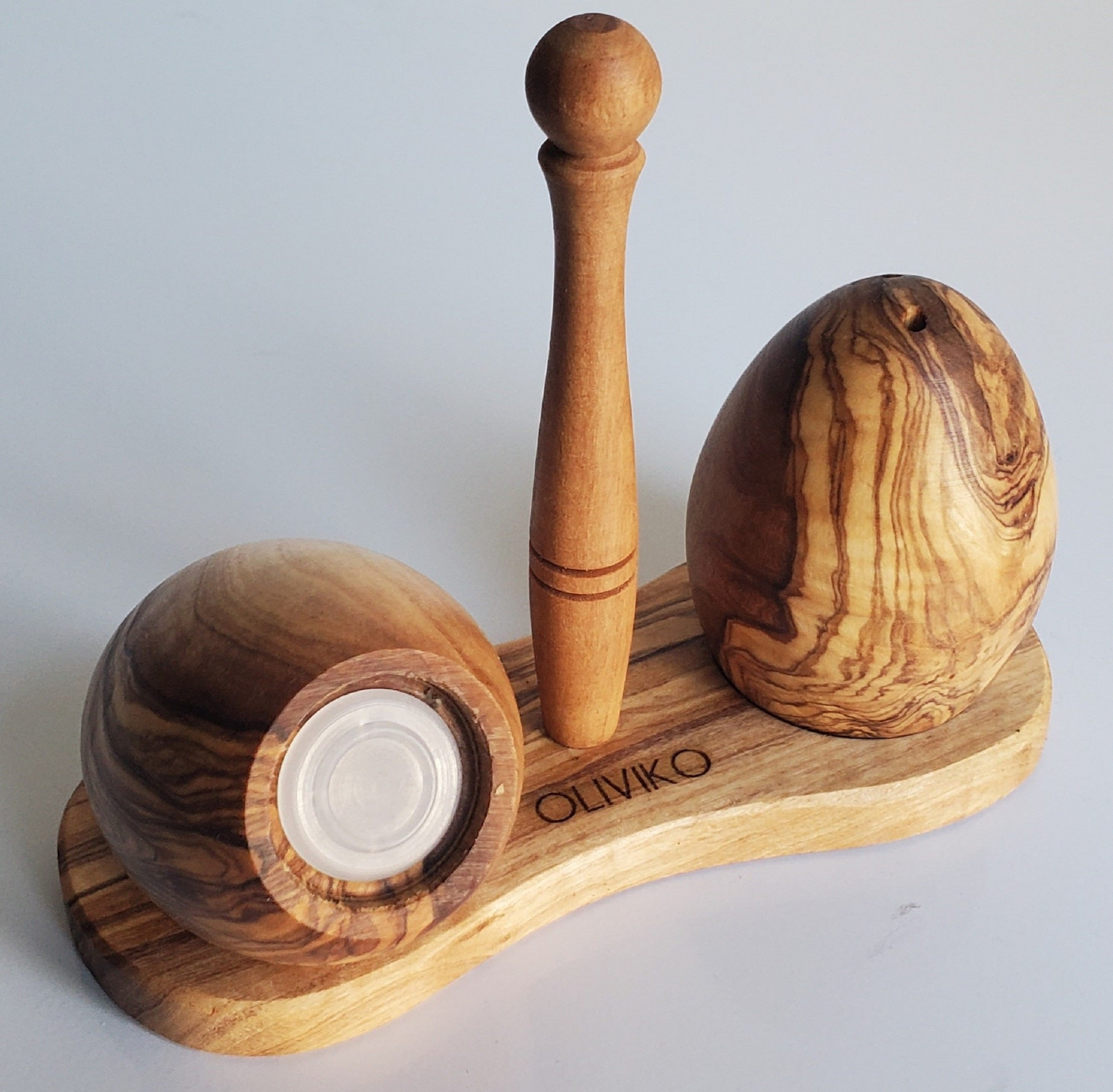 Handmade Olive Wood Egg Salt and Pepper shaker