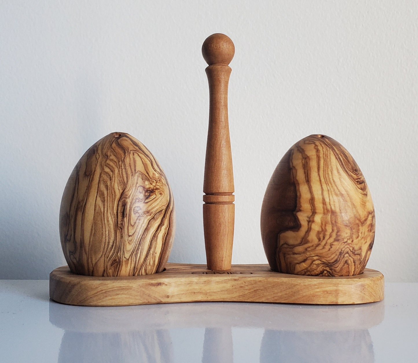 Handmade Olive Wood Egg Salt and Pepper shaker
