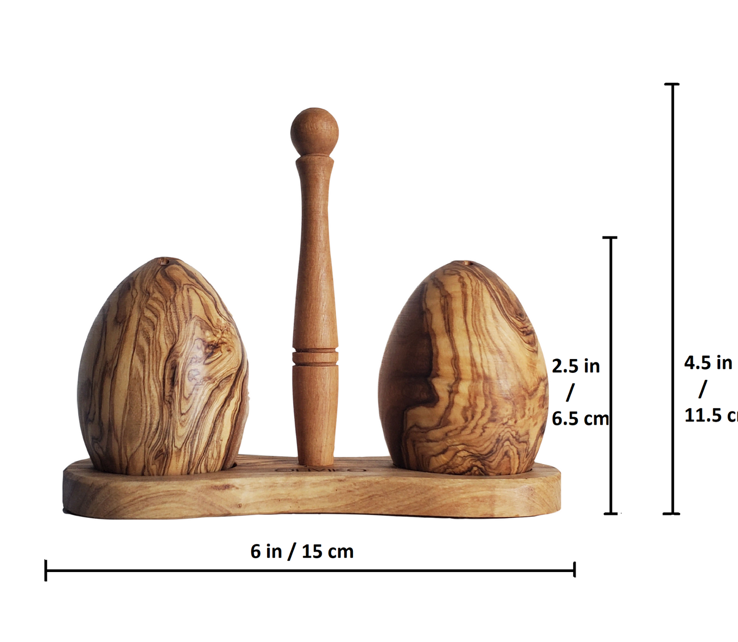 Handmade Olive Wood Egg Salt and Pepper shaker