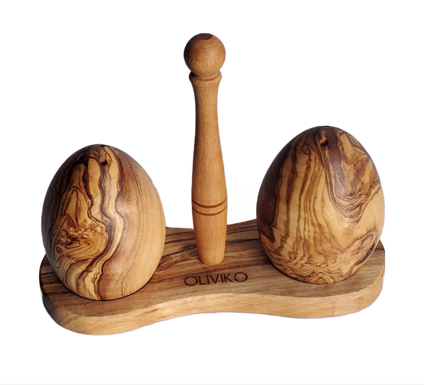 Handmade Olive Wood Egg Salt and Pepper shaker