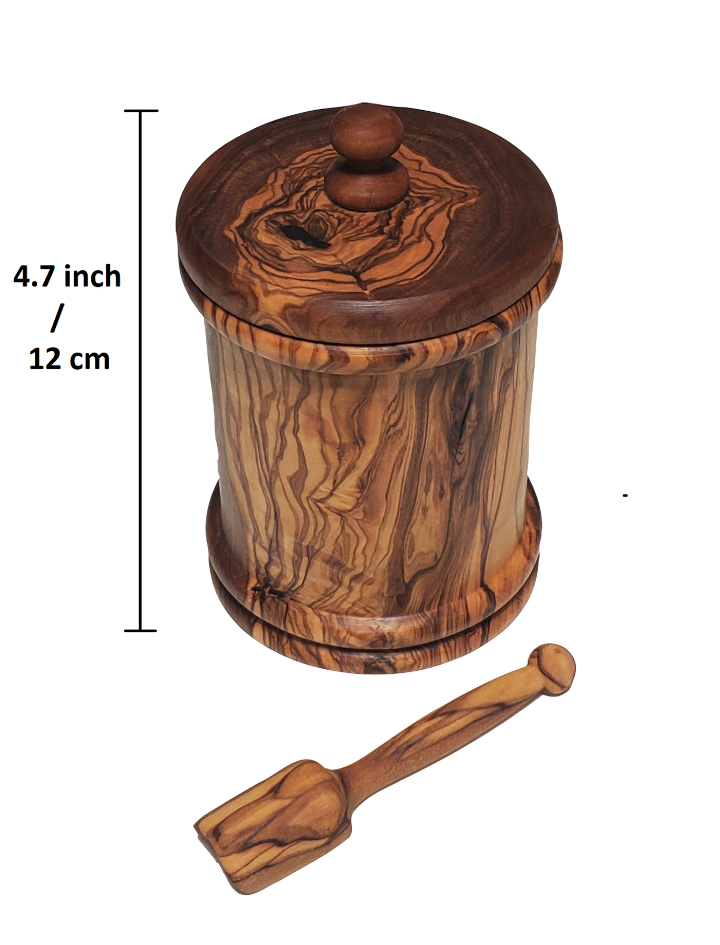 OLIVIKO Handmade Olive Wood Salt, Sugar, Tea, Pepper, box, Spice Box, Spices Container + free small spoon