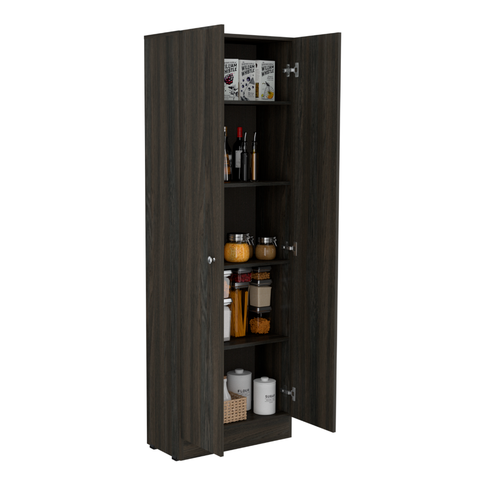 Storage Cabinet Pipestone, Five Shelves, Carbon Espresso / Black Wengue Finish