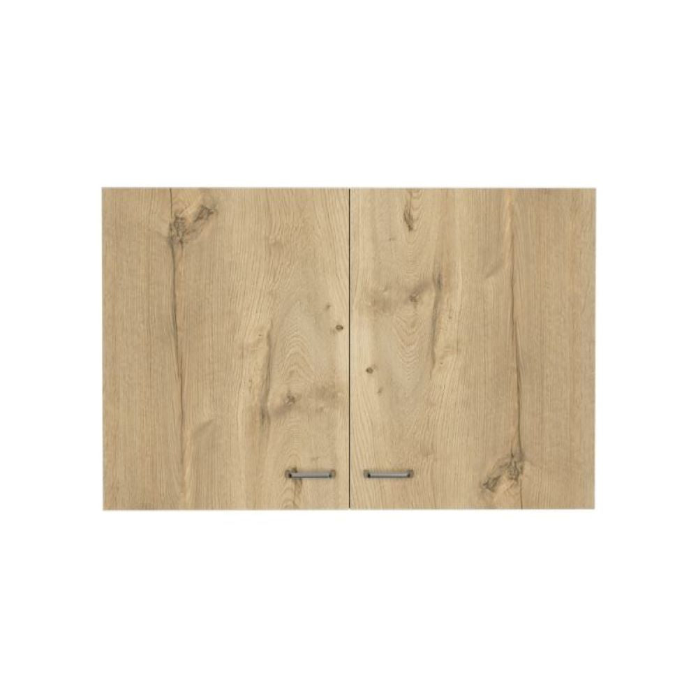 Wall Cabinet Toran, Two Shelves, Double Door, White / Light Oak Finish