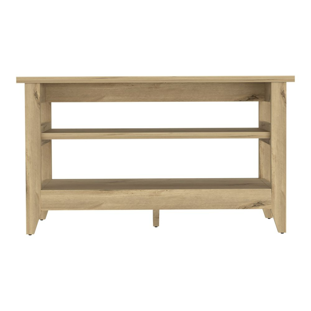 Storage Bench Susho, Upper and Lower Shelf, Light Oak Finish