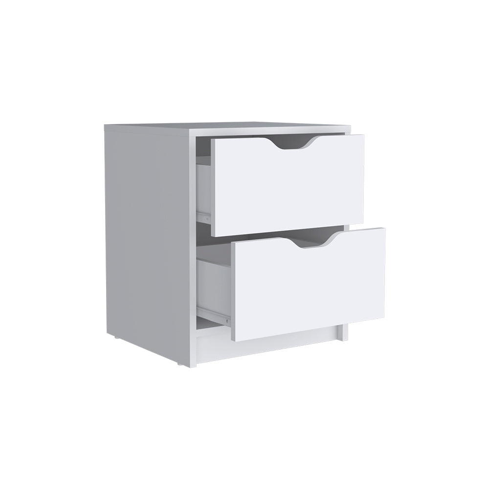 Raymer 2 Piece Bedroom Set, Nightstand + Dresser, White Finish