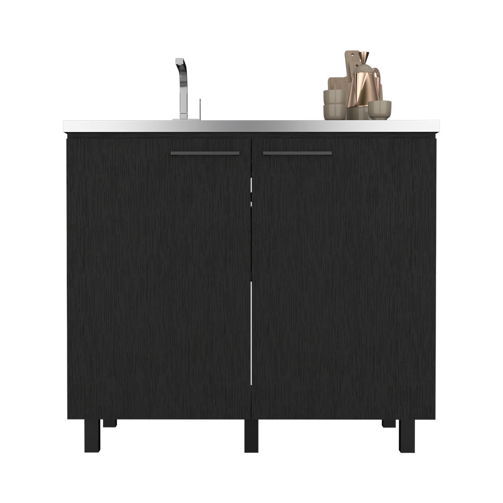 Utility sink cabinet Bussolengo, Two Cabinets, Black Wengue Finish