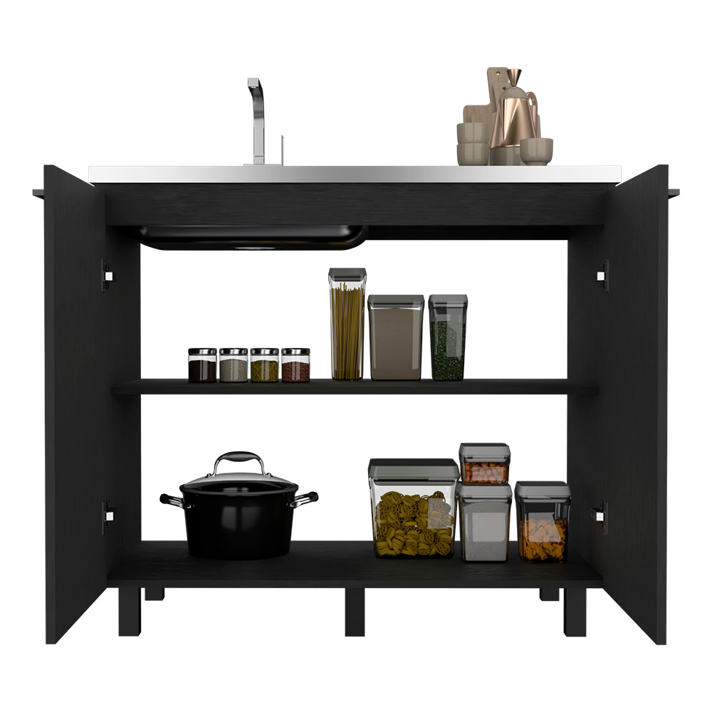 Utility sink cabinet Bussolengo, Two Cabinets, Black Wengue Finish