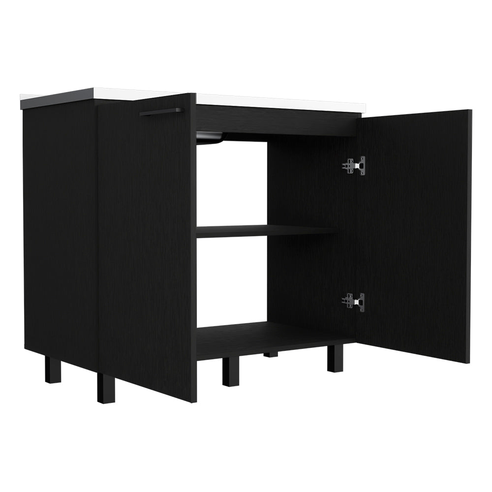 Utility sink cabinet Bussolengo, Two Cabinets, Black Wengue Finish