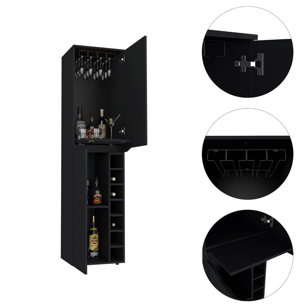 Tall Cabinet Bell, Seven Cubbies, Two-Door Cabinets, Black Wengue Finish