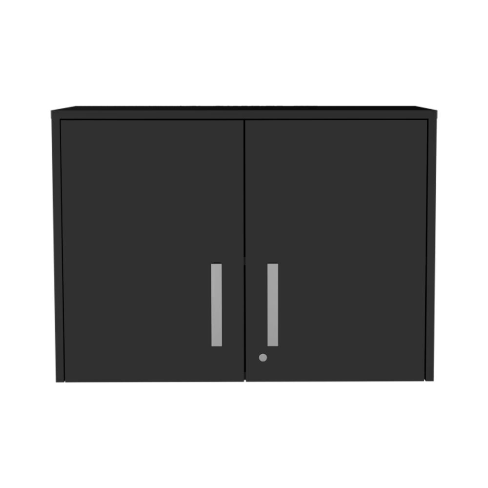 Wall Storage Cabinet Lions, 3 Shelves, Double Door, Black Wengue Finish