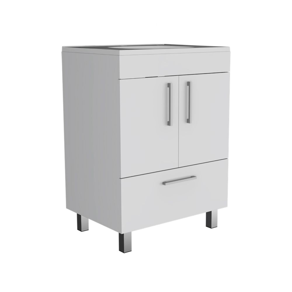 Single Bathroom Vanity Mayorca, Double Door Cabinet, One Drawer, White Finish
