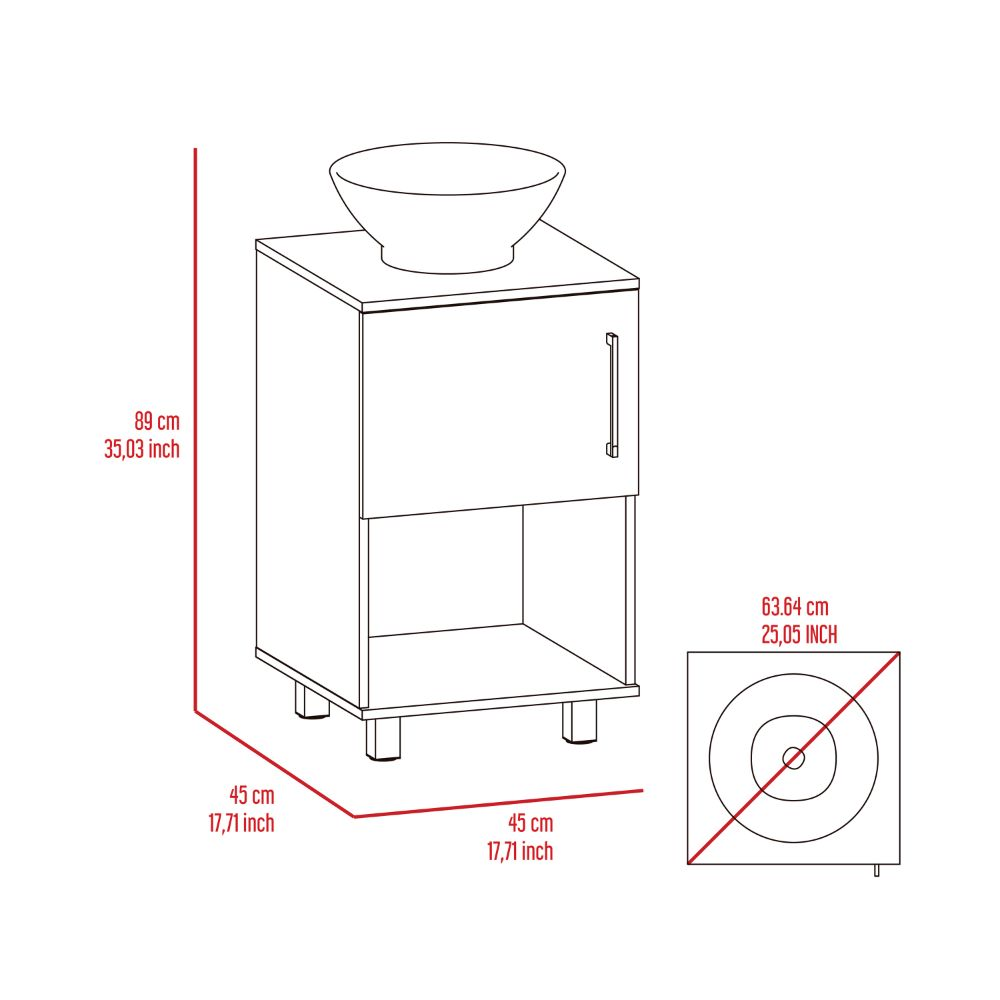 Single Bathroom Vanity Pigmag, One Open Shelf, Single Door Cabinet, Black Wengue Finish