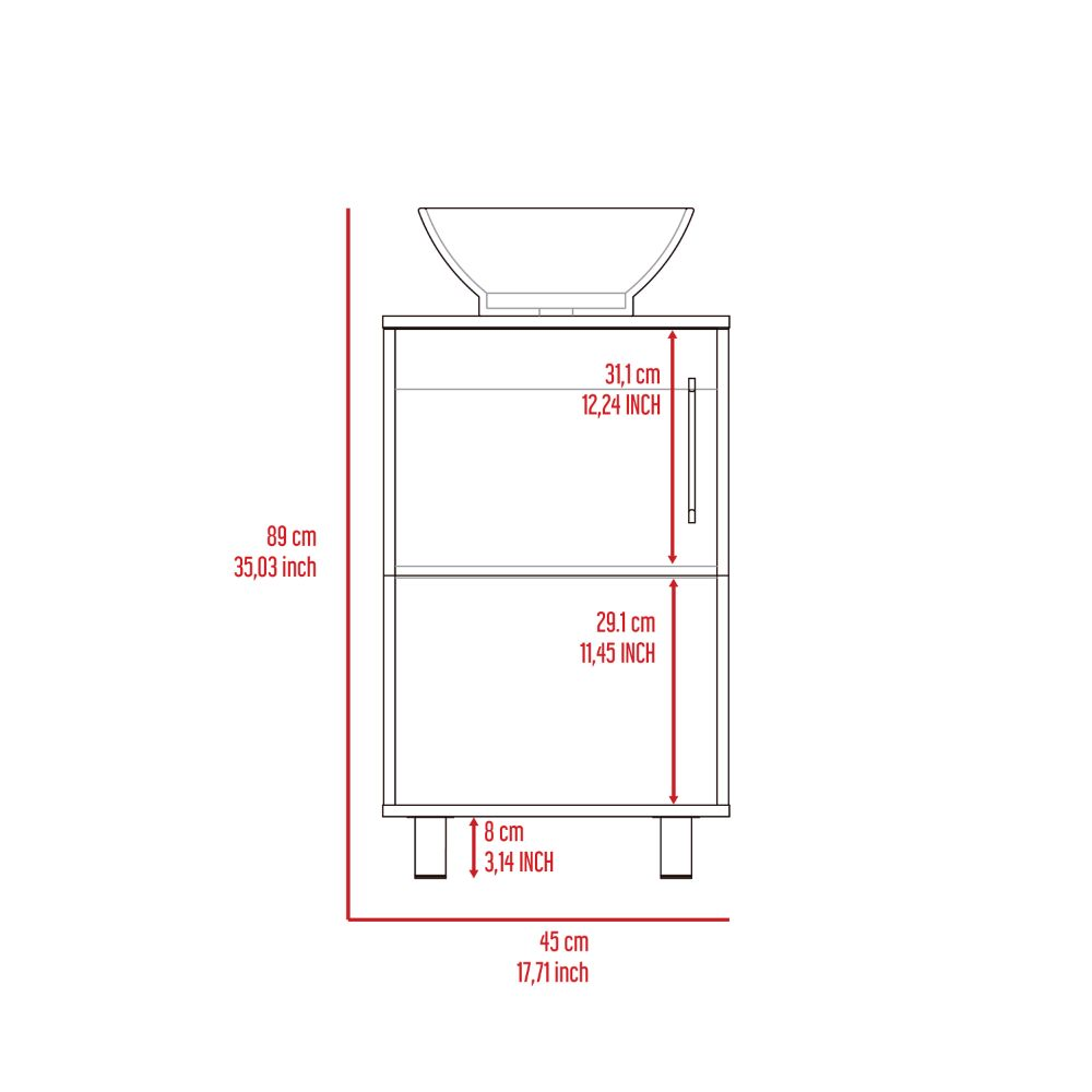 Single Bathroom Vanity Pigmag, One Open Shelf, Single Door Cabinet, Black Wengue Finish