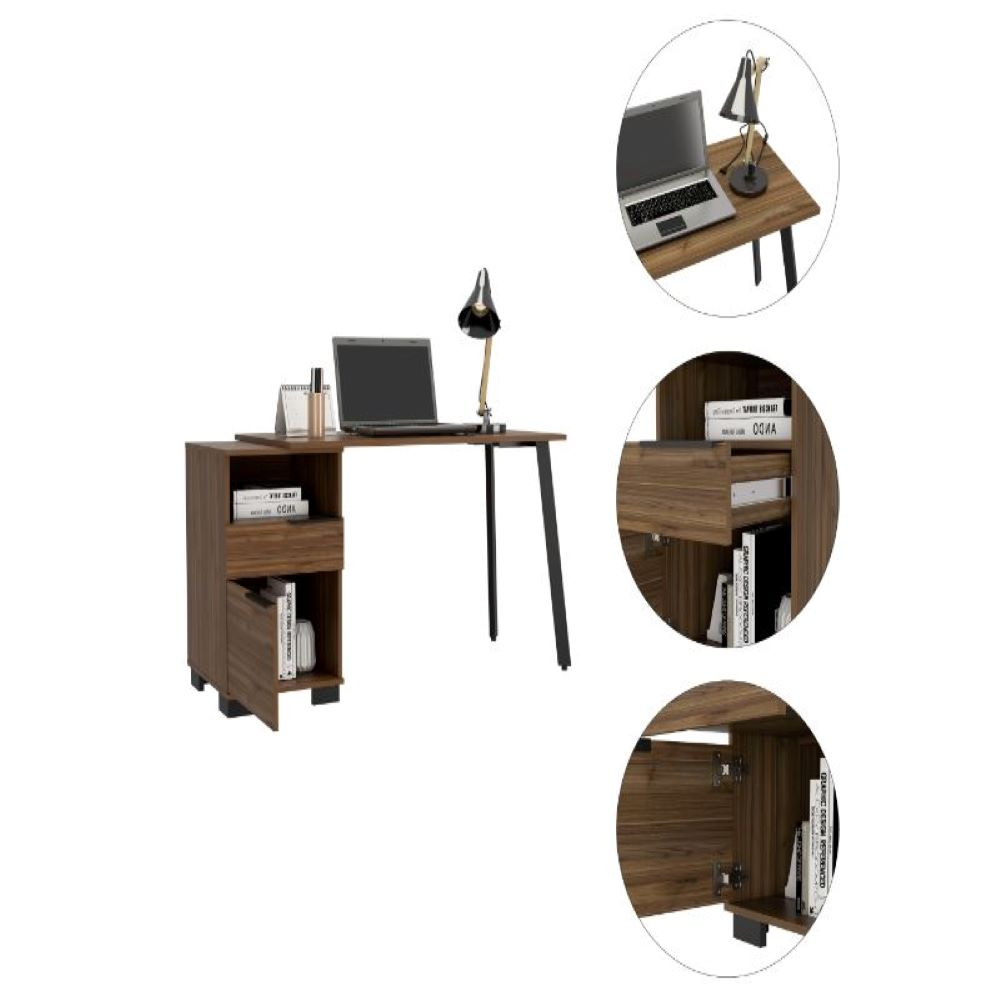 Writing Desk Madagascar, Two Legs, One Drawer, Mahogany Finish