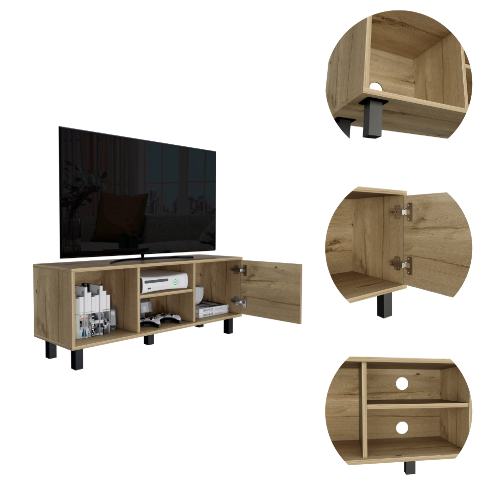 Tv Stand for TV´s up 43" Three Open Shelves Fredericia, One Cabinet, Light Oak Finish