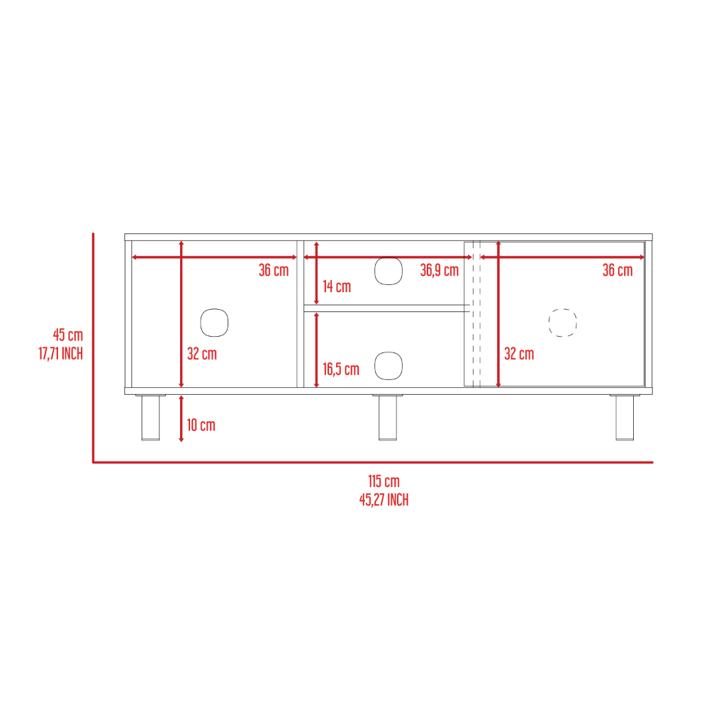 Tv Stand for TV´s up 43" Three Open Shelves Fredericia, One Cabinet, Light Oak Finish