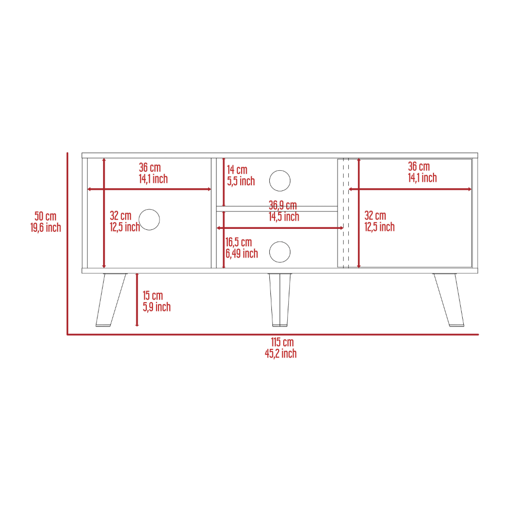 Tv Stand for TV´s up 57" Moon, Three Shelves, Single Door Cabinet, Black Wengue Finish