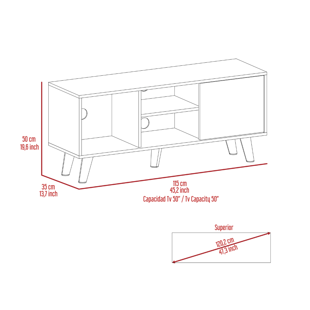 Tv Stand for TV´s up 57" Moon, Three Shelves, Single Door Cabinet, Black Wengue Finish