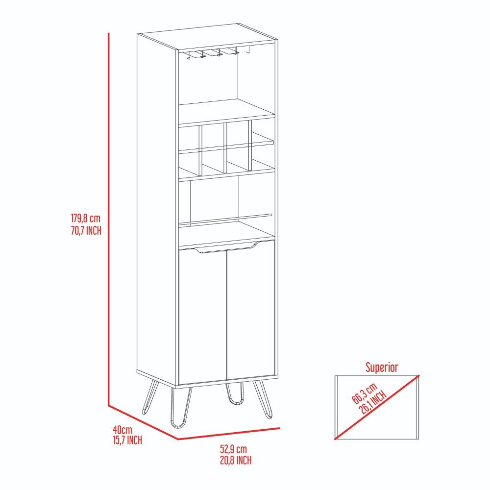 H Bar Cabinet Silhill, Eight Wine Cubbies, Two Cabinets With Single Door, Black Wengue Finish