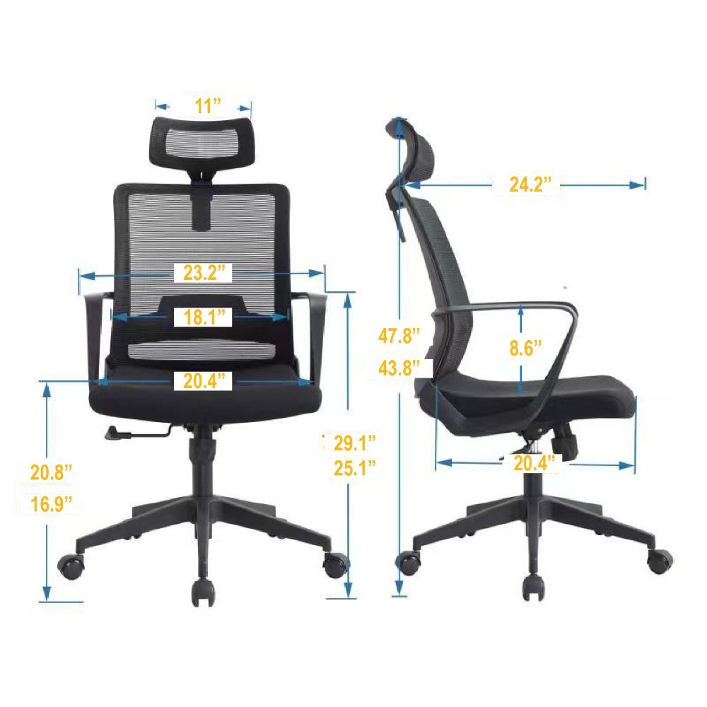 Full Back Revolving Ergonomic Office Chair Eladio, Black Wengue Finish