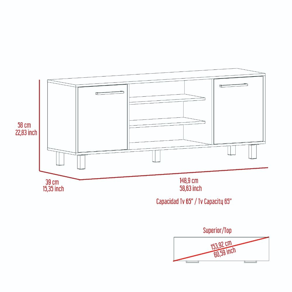 Tv Stand for TV´s up 55" Washington, Four Shelves, Black Wengue / Pine Finish