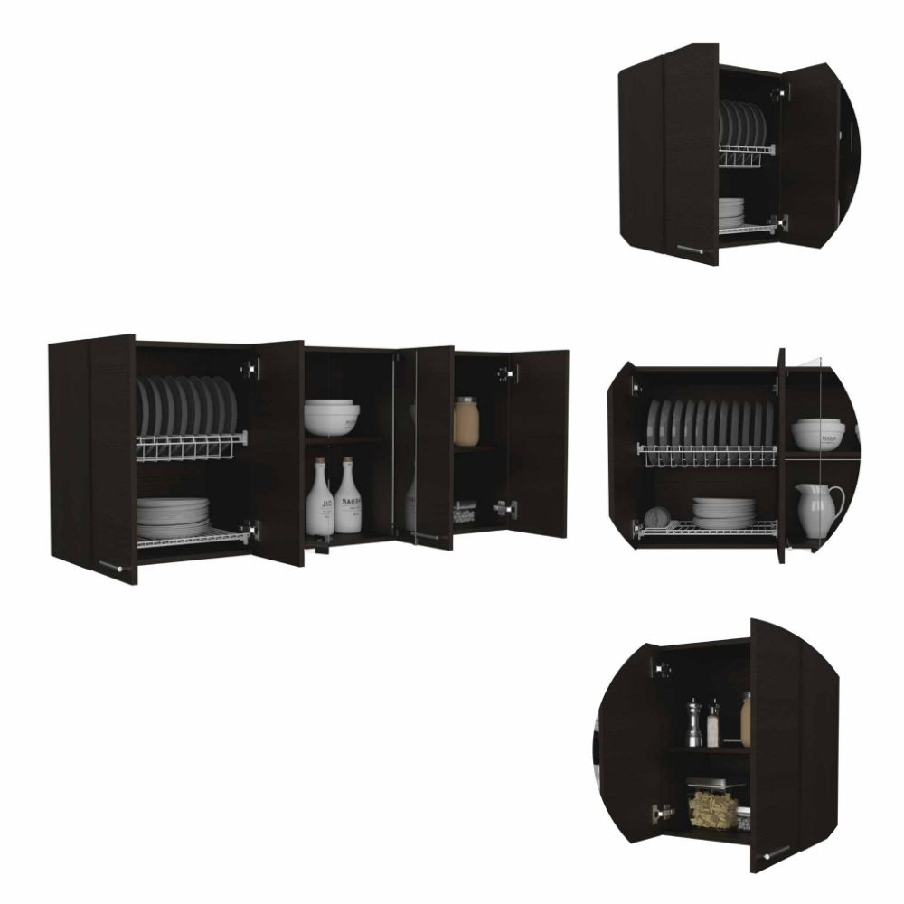 Superior Wall Cabinet Peoria, Four Interior Shelves, Black Wengue Finish