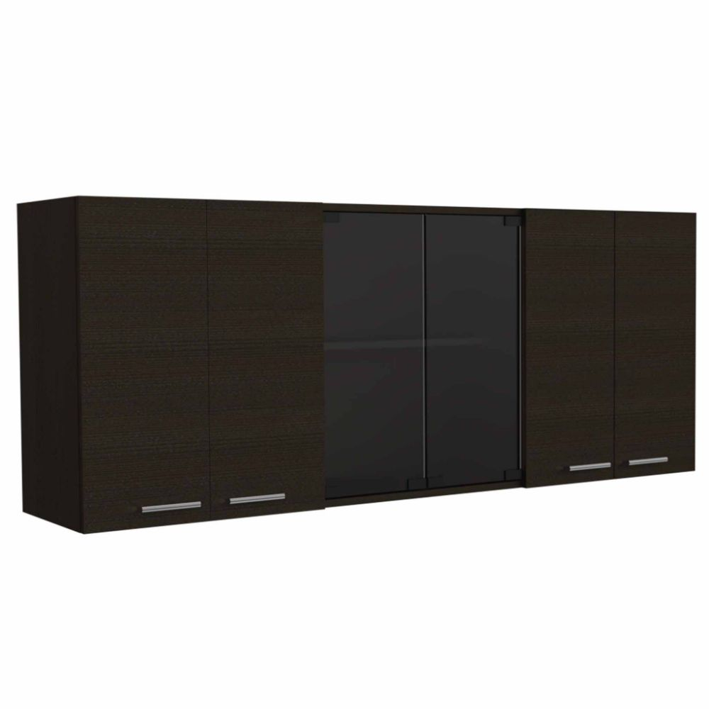 Superior Wall Cabinet Peoria, Four Interior Shelves, Black Wengue Finish
