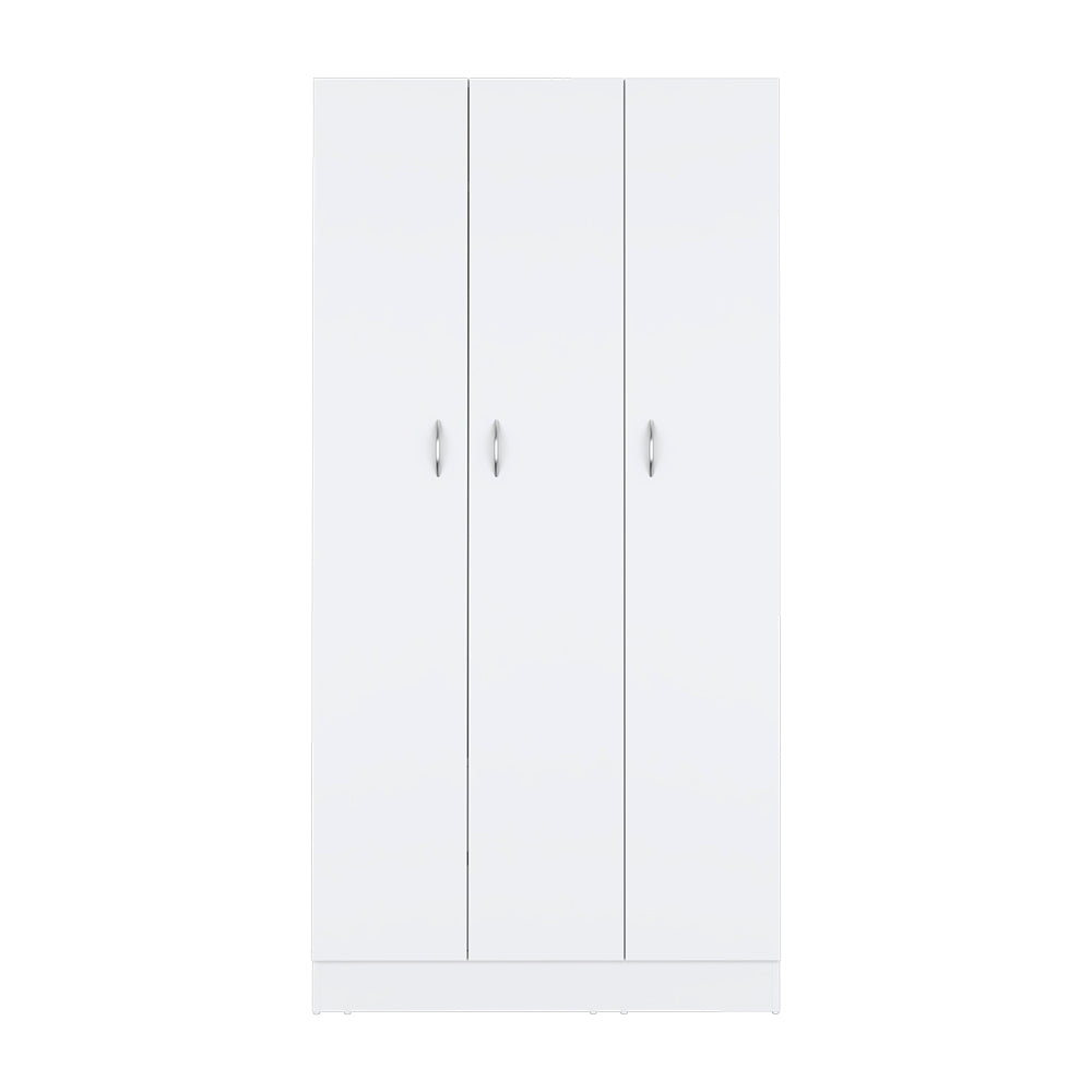 Wardrobe Erie, 4 Storage Shelves, 2 Drawers and 3 Doors, White Finish