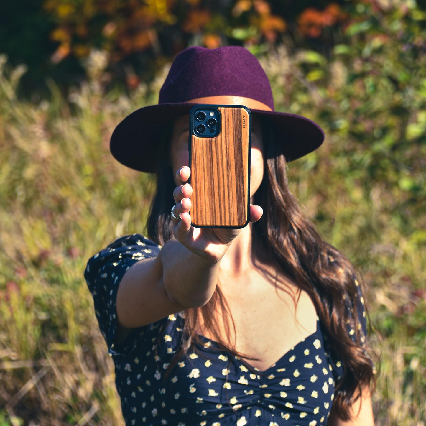 iPhone 12 Mini wood case zebra backside with TPU bumper and black PC