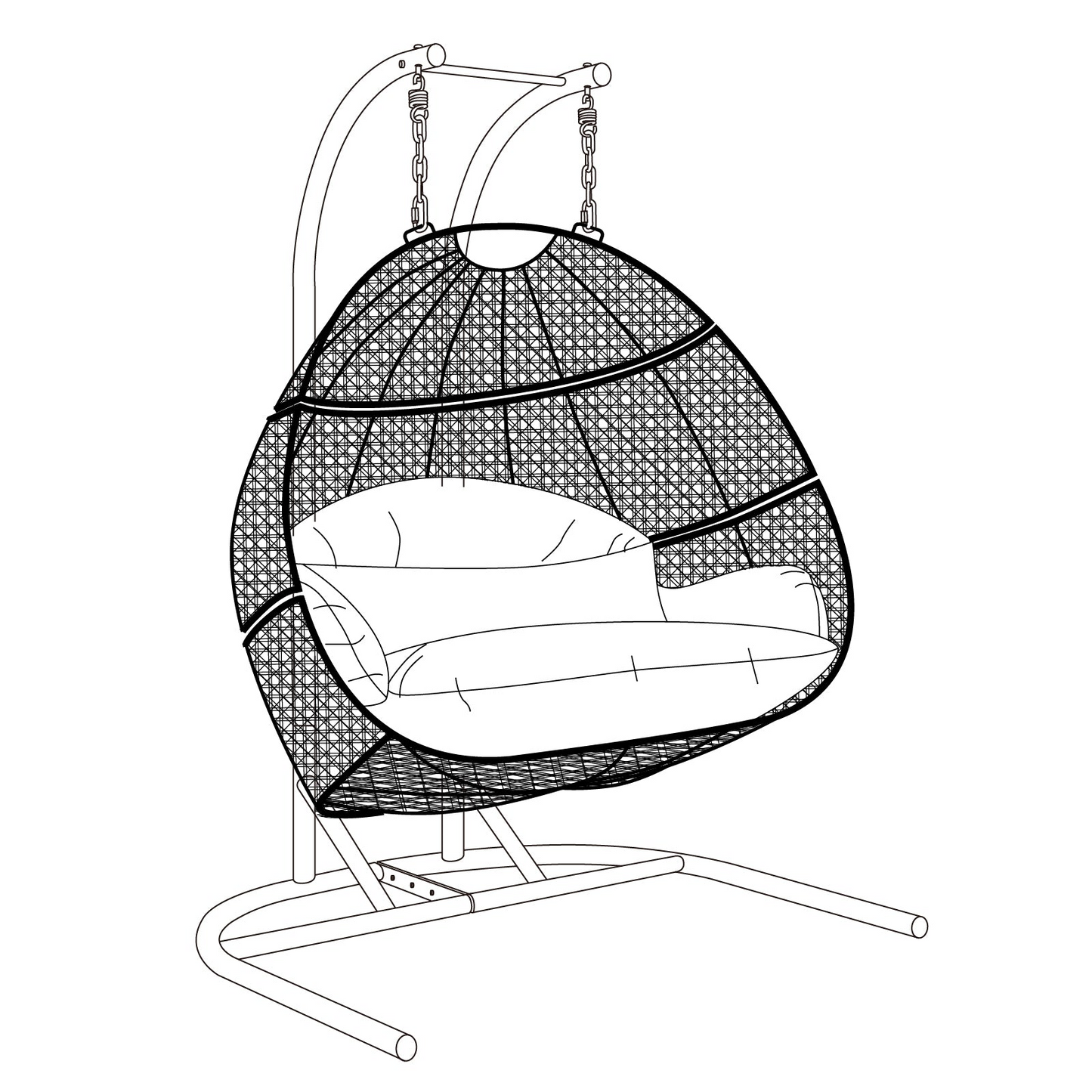 TOPMAX Hanging Double-Seat Swing Chair with Stand (Charcoal Wicker)