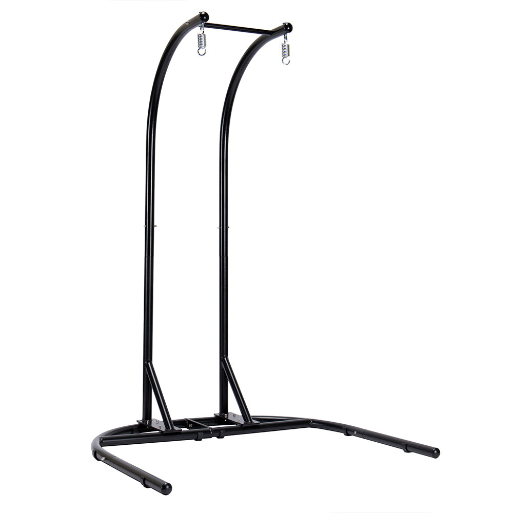 TOPMAX Hanging Double-Seat Swing Chair with Stand (Charcoal Wicker)