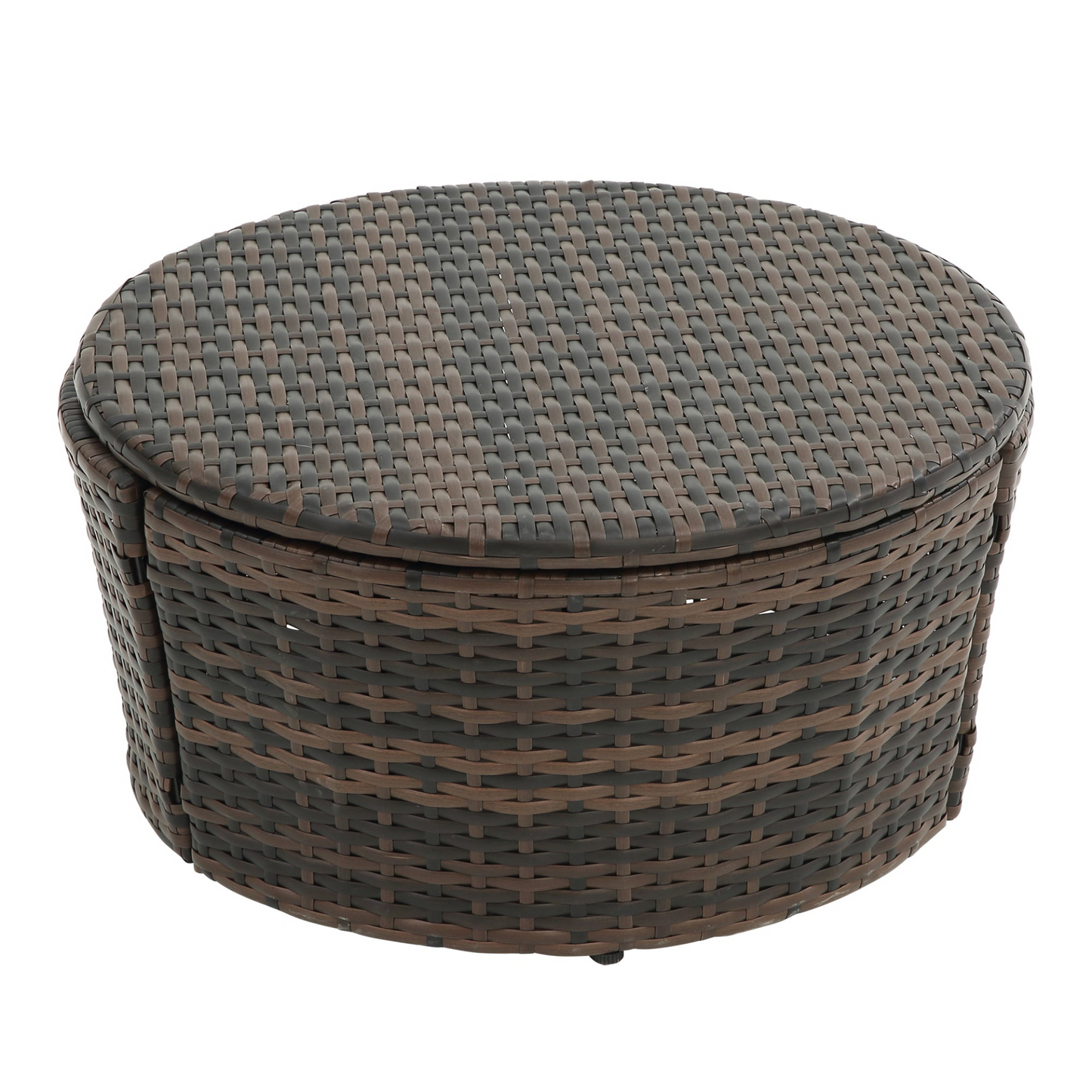 TOPMAX Rattan Round Lounge with Canopy and Lift Coffee Table