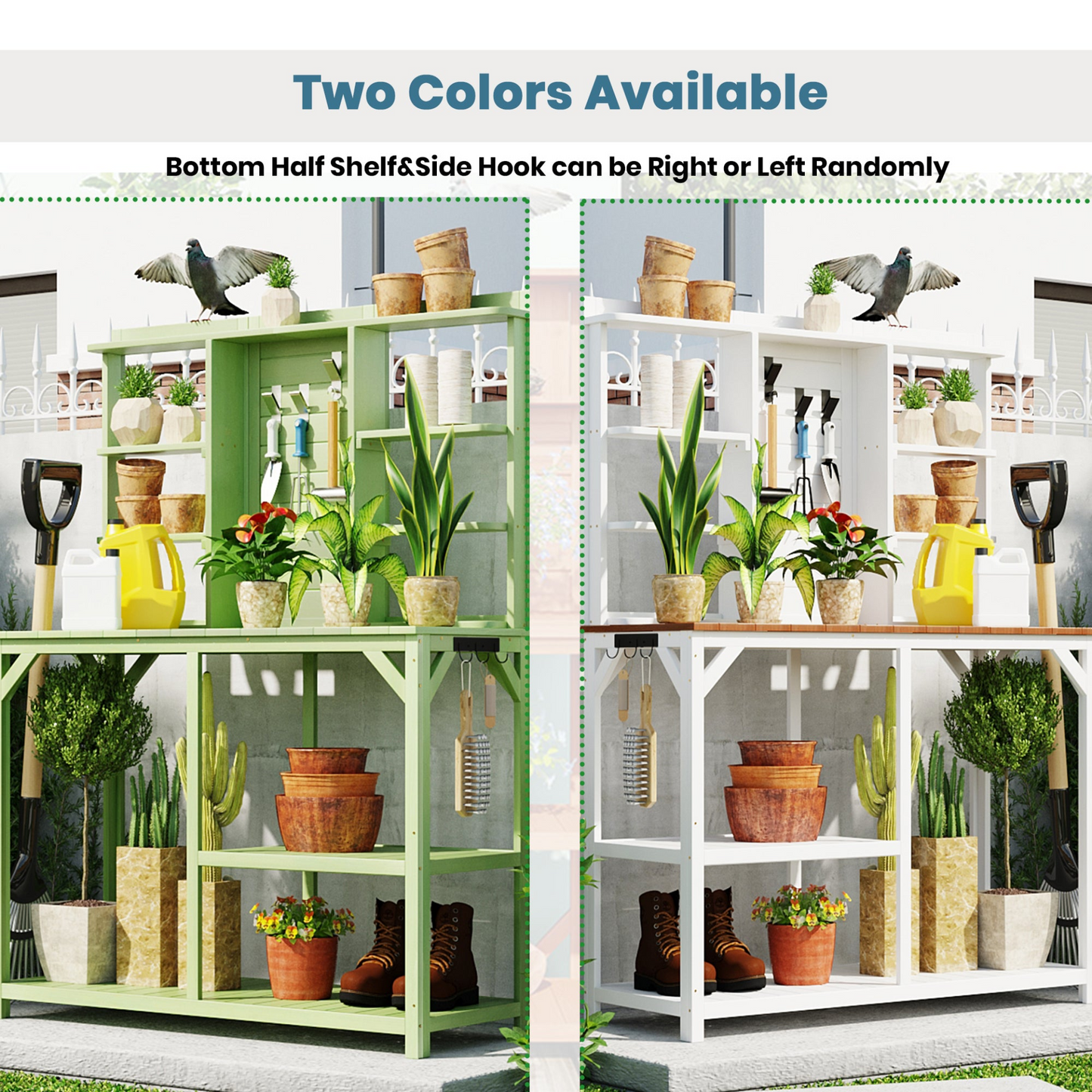 TOPMAX 64.6" Large Outdoor Potting Bench (Green)