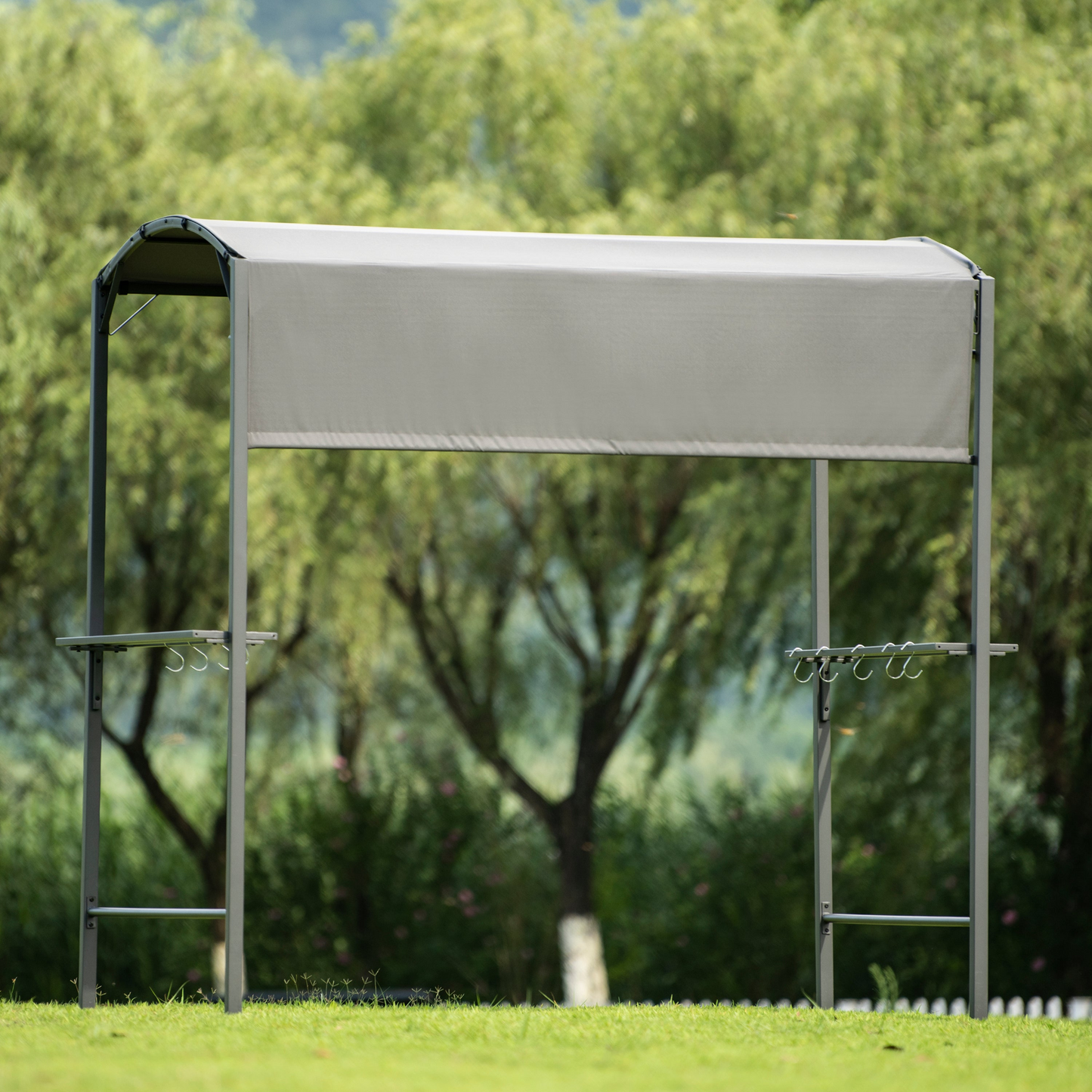 TOPMAX Iron Double Tiered BBQ Grill Gazebo (Gray)