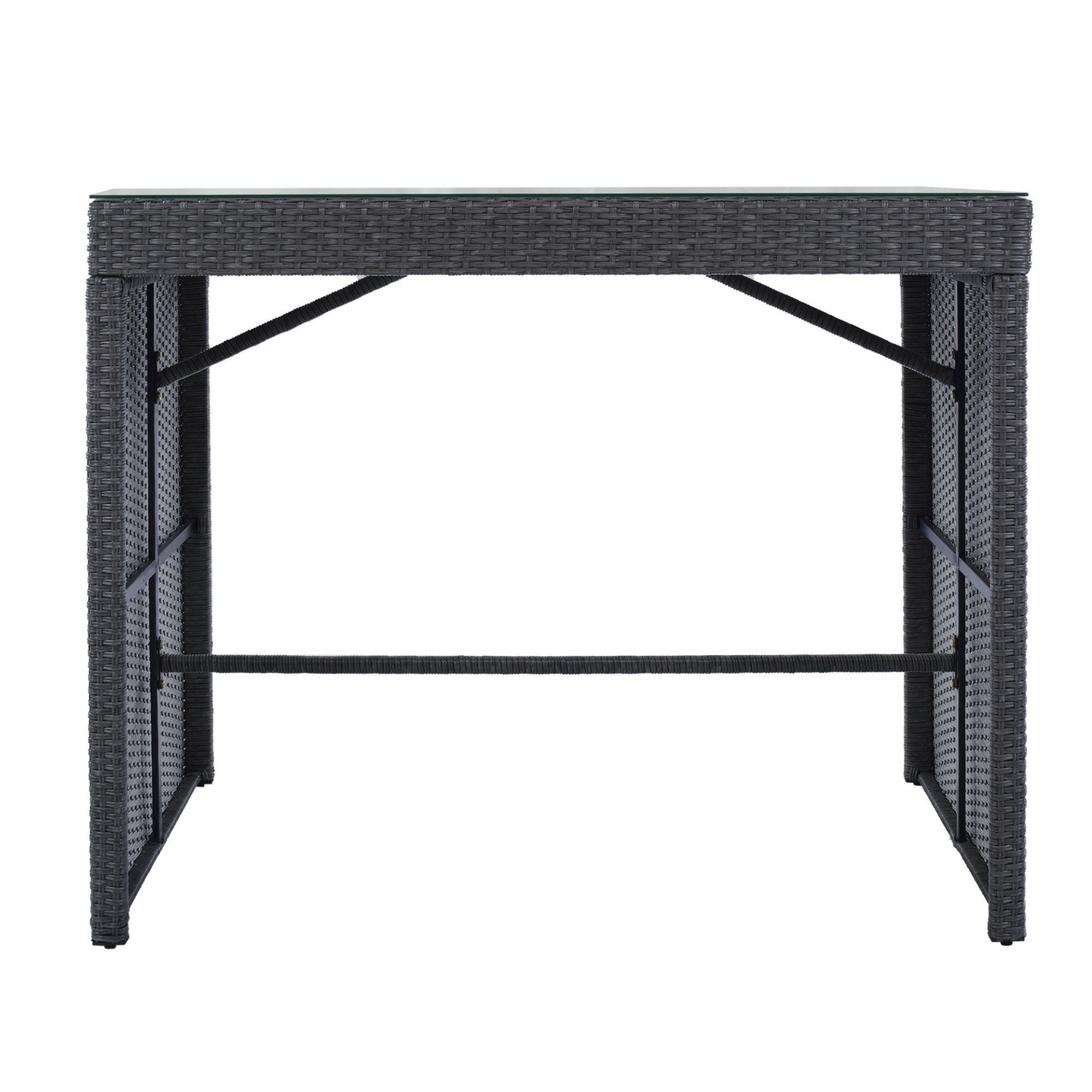 TOPMAX 5-Piece Rattan Patio Furniture Set with Bar Dining Table (Gray)