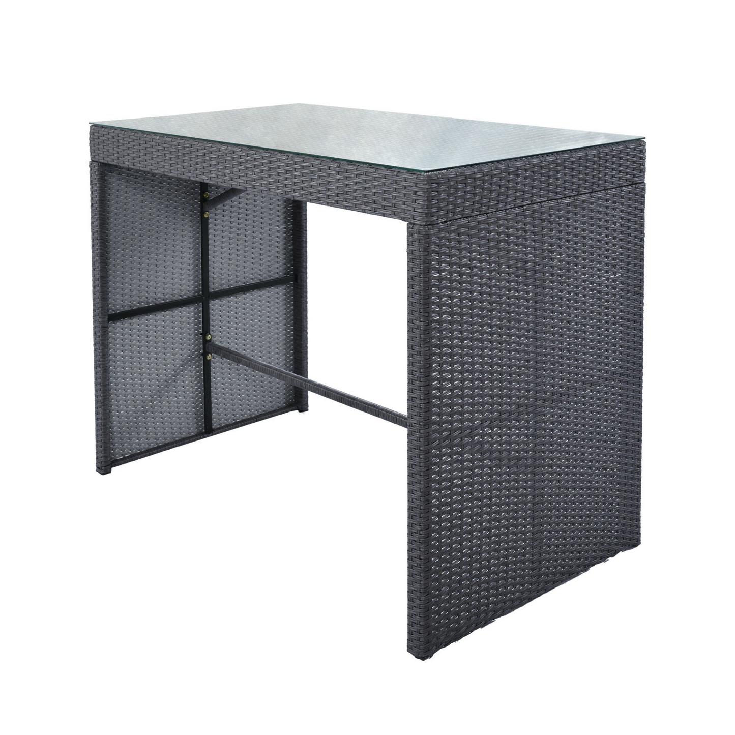 TOPMAX 5-Piece Rattan Patio Furniture Set with Bar Dining Table (Gray)