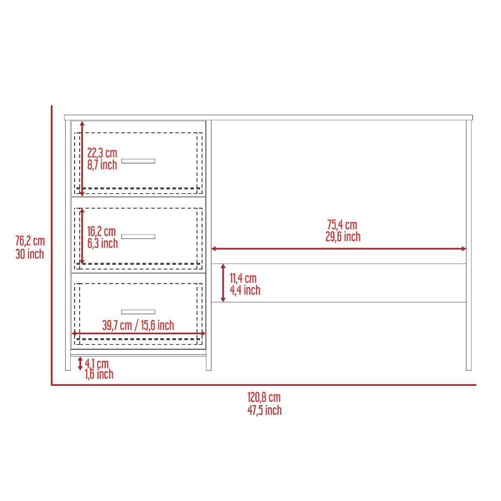 Writting Desk Riverside,Three Drawers, Black Wengue Finish