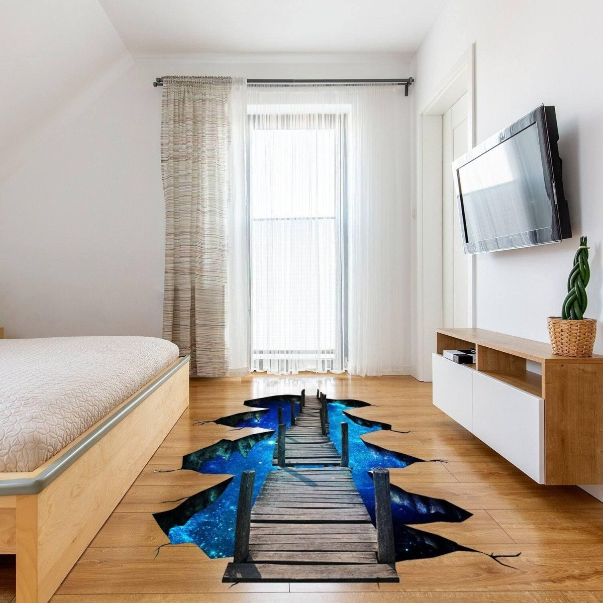 Bridge to Galaxy Floor Decal - 3D Galactic Space-Themed Vinyl Wall Sticker