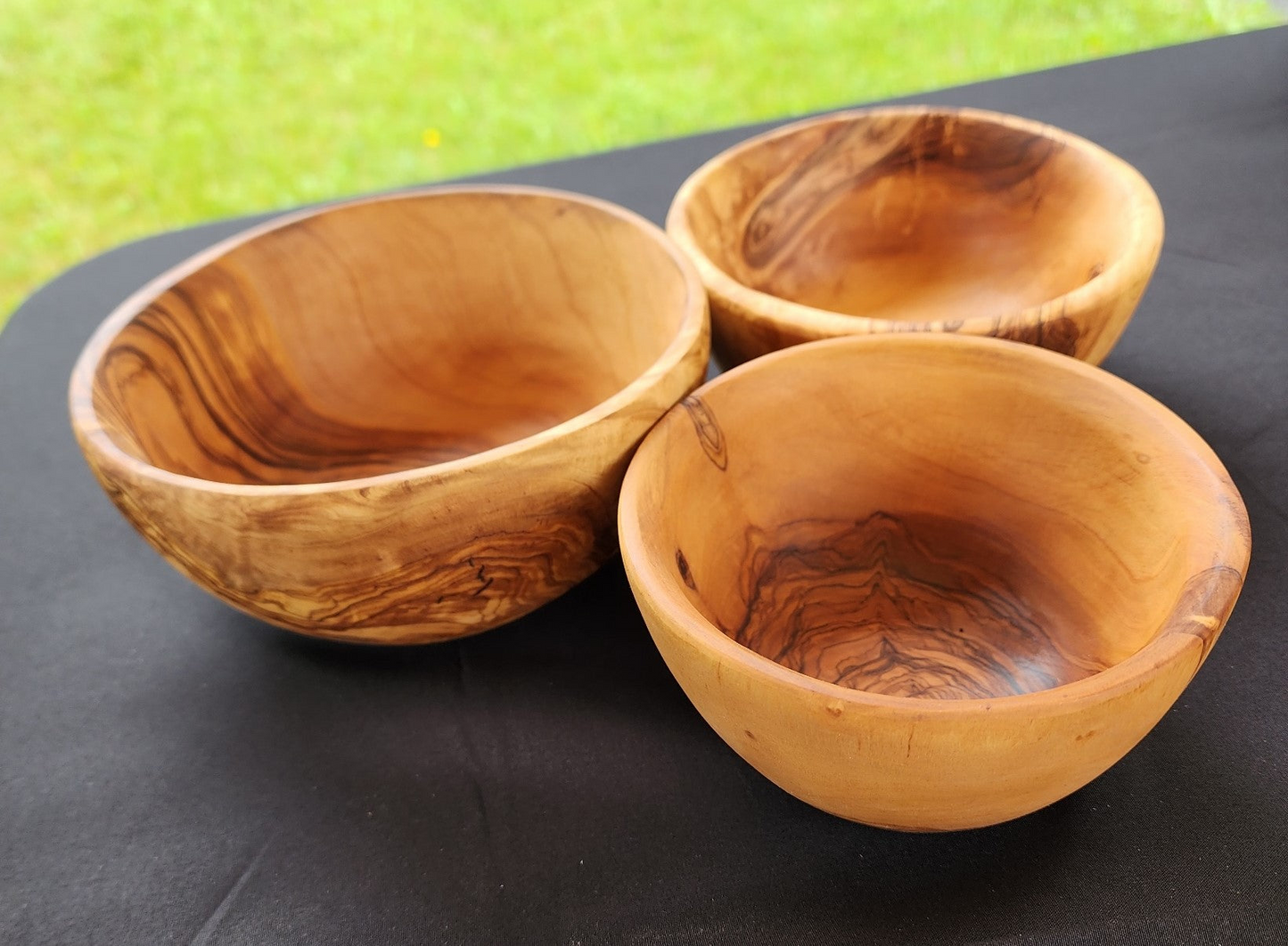 OLIVIKO 100% Handmade Olive Wood kit 3 Bowls, slad Bowl, snack Bowl 12, 14 and 16 cm Bowl