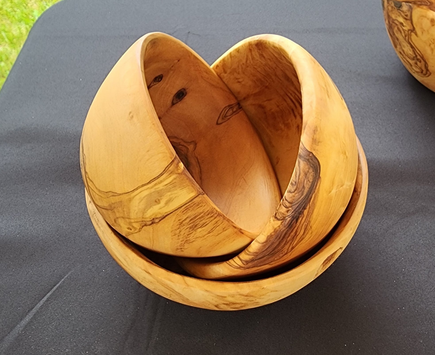 OLIVIKO 100% Handmade Olive Wood kit 3 Bowls, slad Bowl, snack Bowl 12, 14 and 16 cm Bowl
