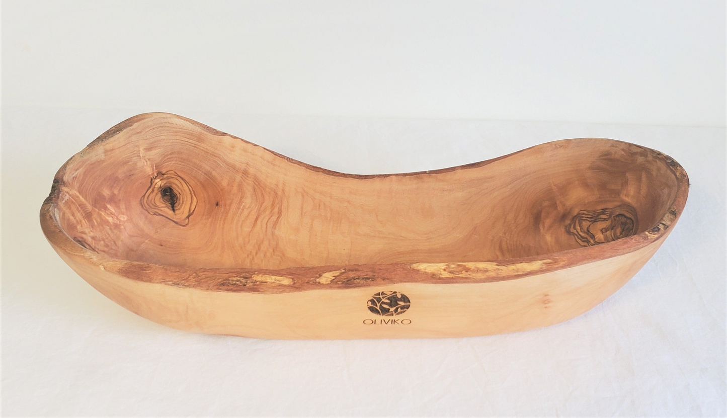 Unique Handmade Olive wood Bread, fruit serving basket 14 L x 4 W inch / 35 L x 10 W cm
