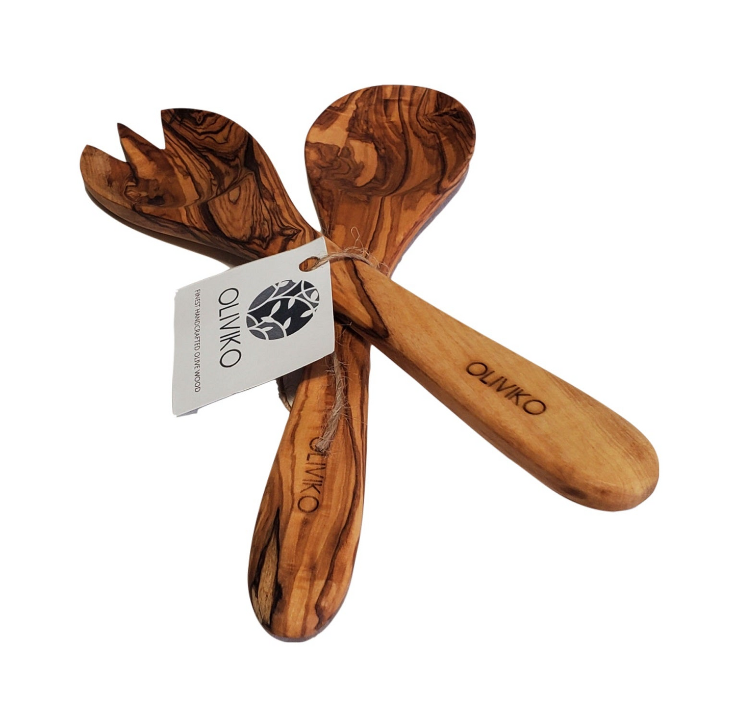 Handmade Olive Wood Utensils Salad Servers 9.5 inch