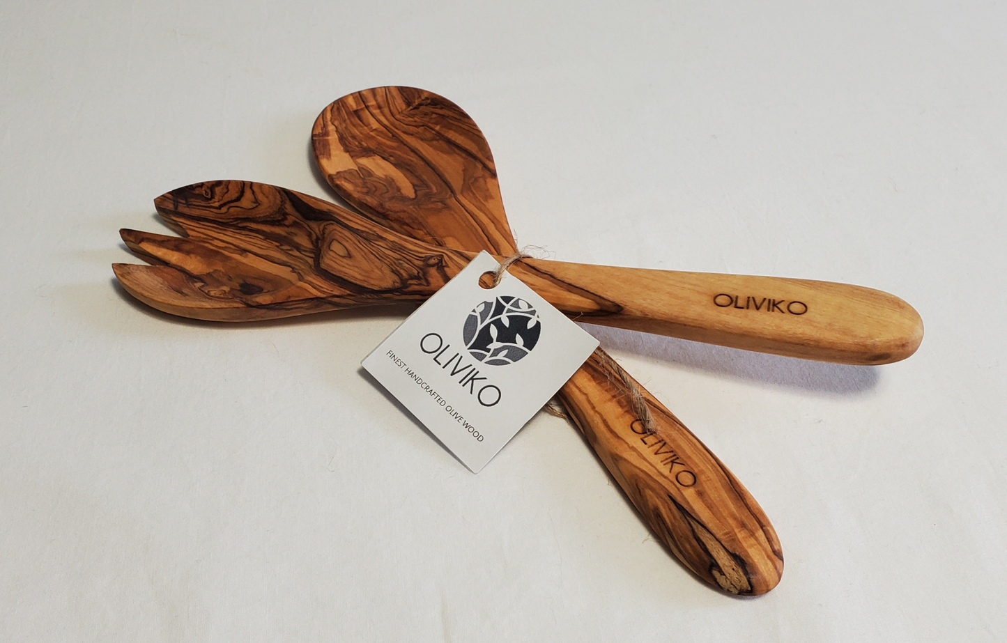 Handmade Olive Wood Utensils Salad Servers 9.5 inch
