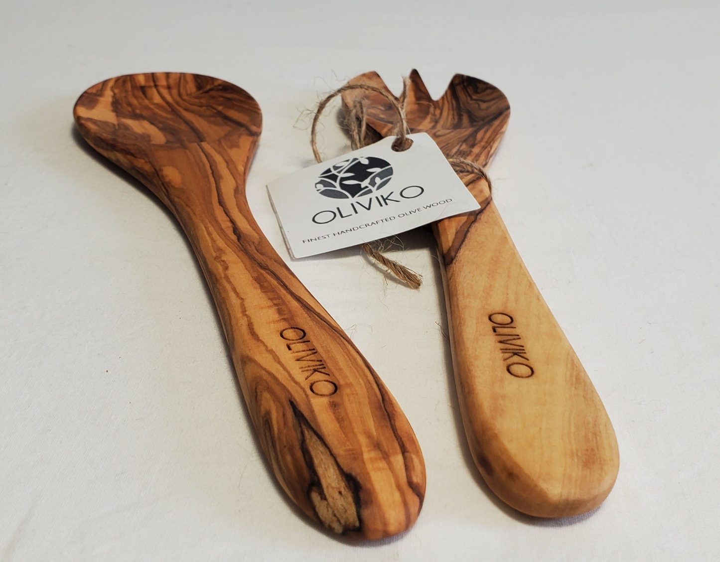 Handmade Olive Wood Utensils Salad Servers 9.5 inch