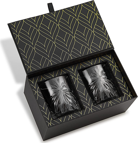 Classic Bohemia Crystal Whiskey Glasses - Set of 2 Soleil Glass Tumblers (10.7oz)