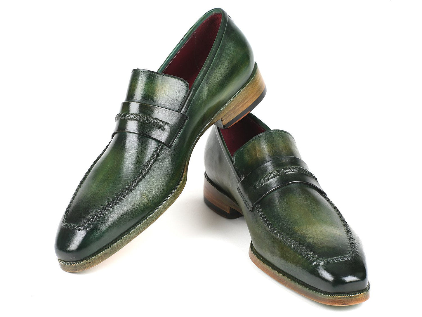 Paul Parkman Men's Loafer Shoes Green (ID#068-GRN)