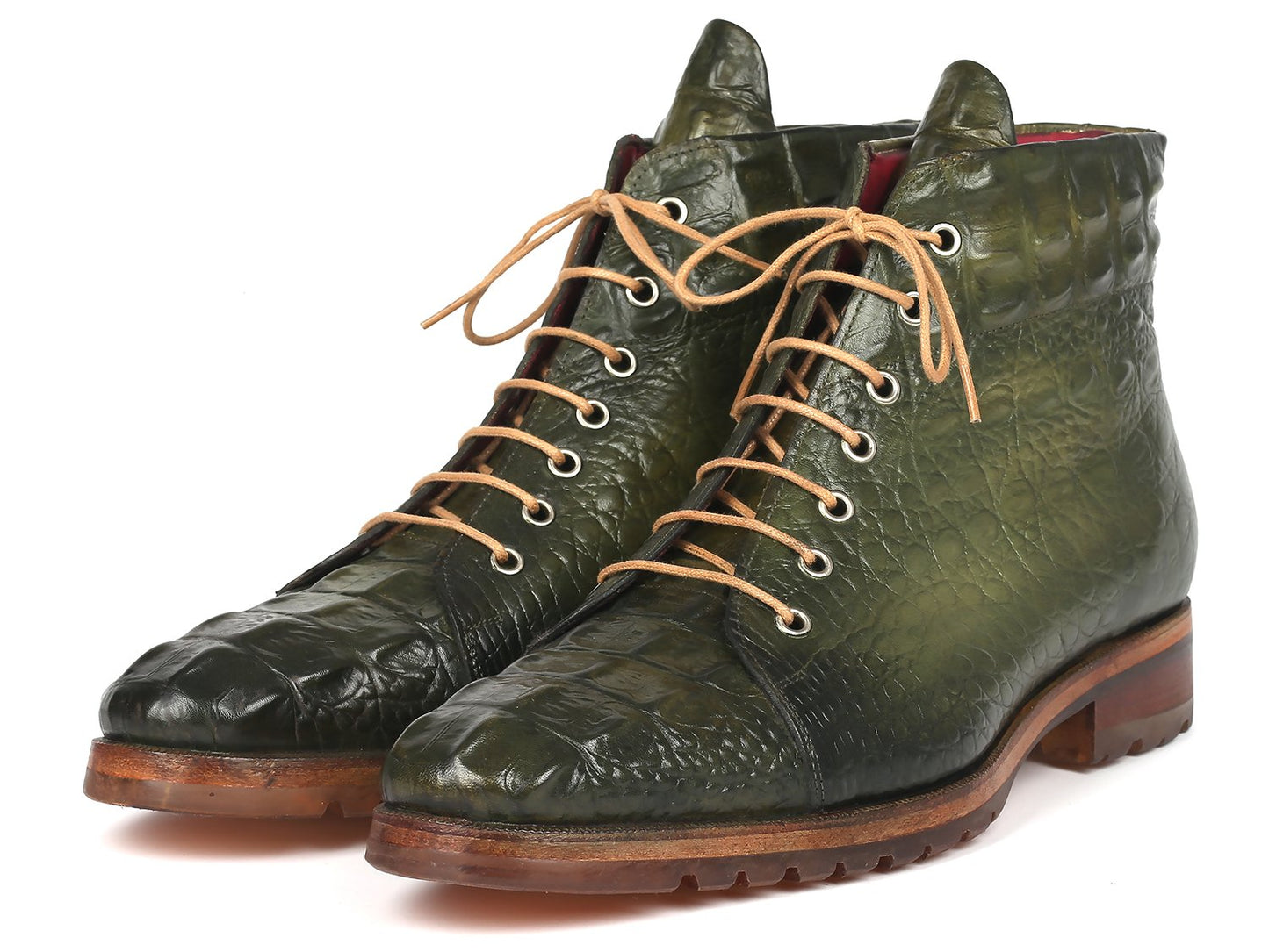 Paul Parkman Men's Green Croco Embossed Leather Boots (12811-GRN)